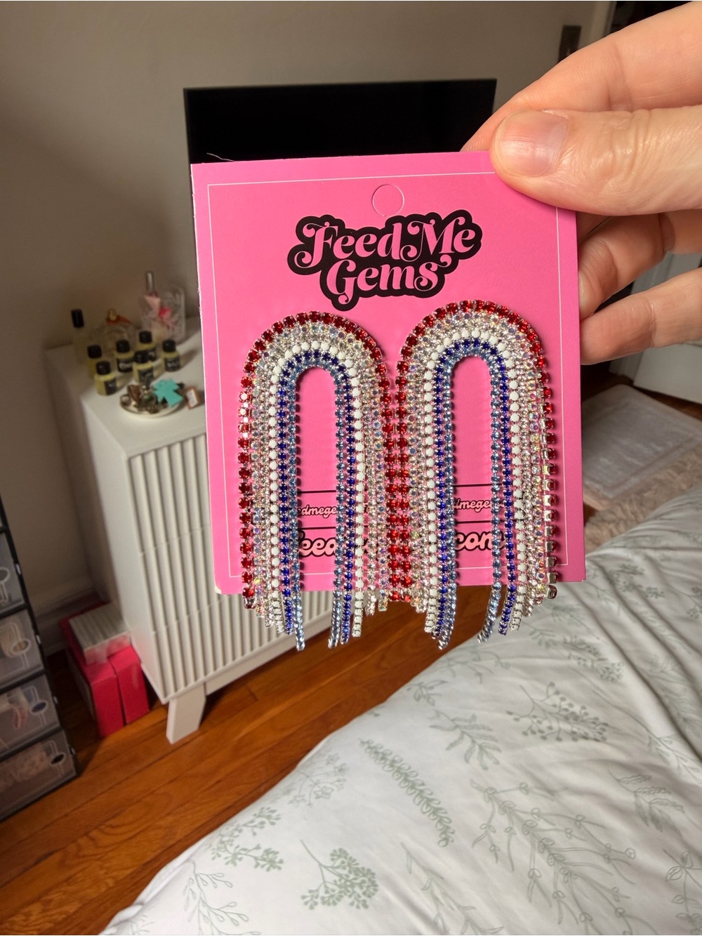 Feed Me Gems USA Rainbow Earrings